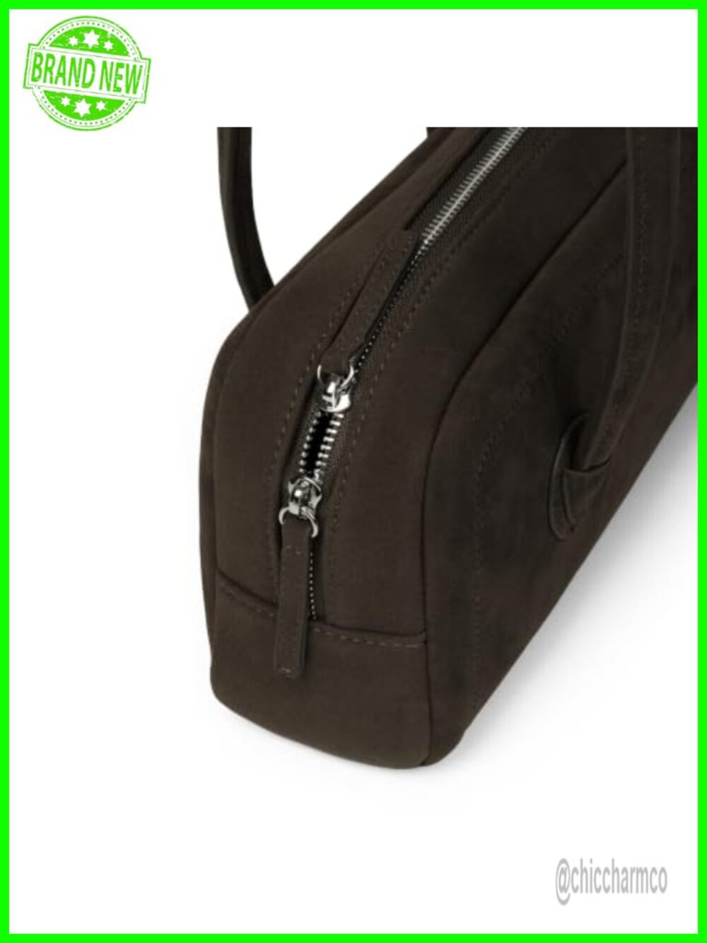 Minimalist Underarm Shoulder Bag Vegan Faux Leather Zip Closure Crossbody - Picture 4 of 6